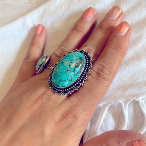 Real turquoise and silver ring